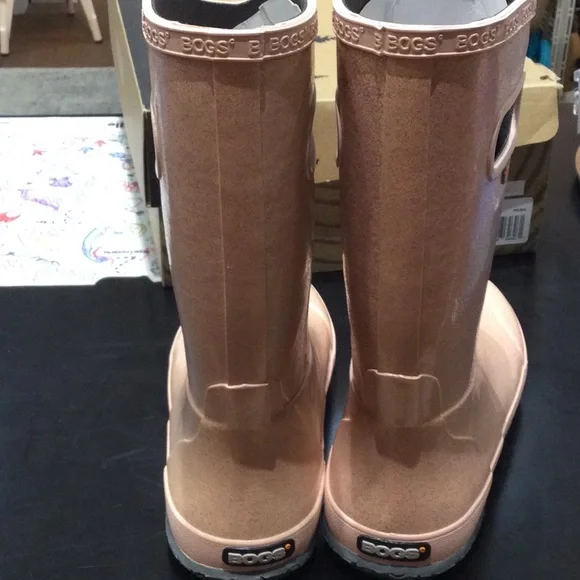 Bogs Tall Rainboots glitter rose gold multiple sizes available NWT NIB - Picture 3 of 4